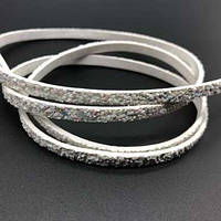 Декоративні шкіряні шнурки. Колір білий. 120см. 5мм / Декоративні шкіряні шнурки. Колір білий. 120см. 5мм