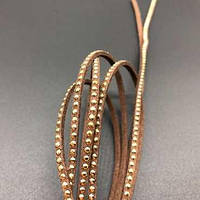 Шкіряні шнурки з камінчиками. Колір коричневий. 120см. 3мм / Шкіряні шнурки з камінчиками. Колір коричневий. 120см. 3мм