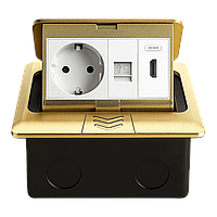 Розетка підлогова подвійна LIVOLO срібна, вбудована у підлогу, з HDMI, інтернет RJ-45, для кухні, офісу чи конференц-залу, з Wenzhou Livolo Electric Co., Ltd., Золотий