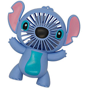 Дитячий міні-вентилятор usb у вигляді фігурки Стіч із 3 швидкостями обдування на акумуляторі синього кольору, ручний