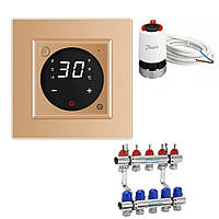 Комплект керування водяною теплою підлогою LIVOLO золотий скло (VL-C7FCQ1-D88H3142-2AP)