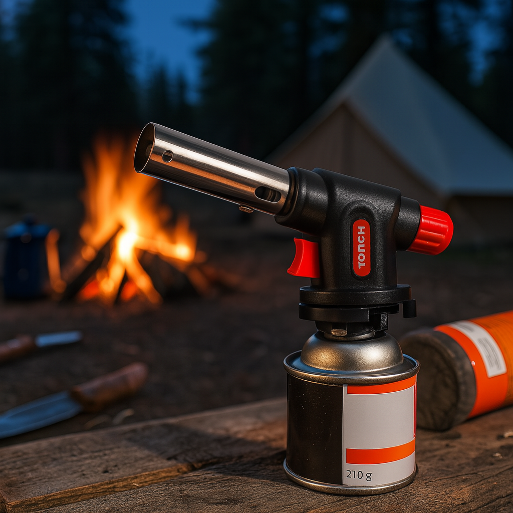 Газовий пальник TORCH 922/504 з п'єзопідпалом, для пайки, кулінарії, кемпінгу, 1300°C, балон 220 г