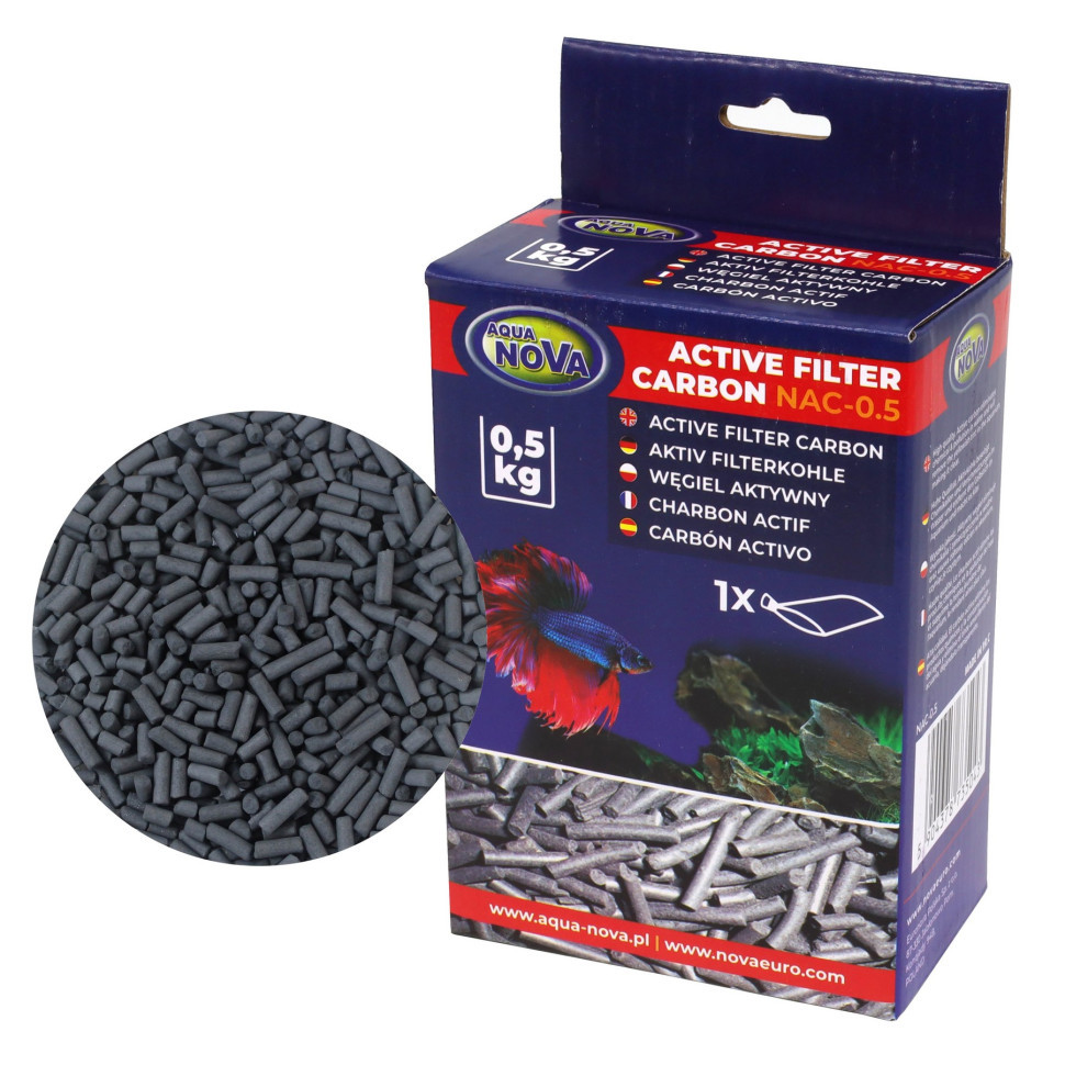 Активоване вугілля Aqua Nova Carbon 0.5кг (NAC-0,5) для акваріума з мішком, фото 1