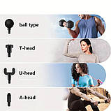 Перкусійний масажер для тіла Massage Gun | 6 режимів, 4 насадки, акумуляторний | Зелений, фото 4