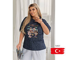 Жіноча футболка з ефектом тай-дай Labubu "Pirate" (Туреччина) | Батал