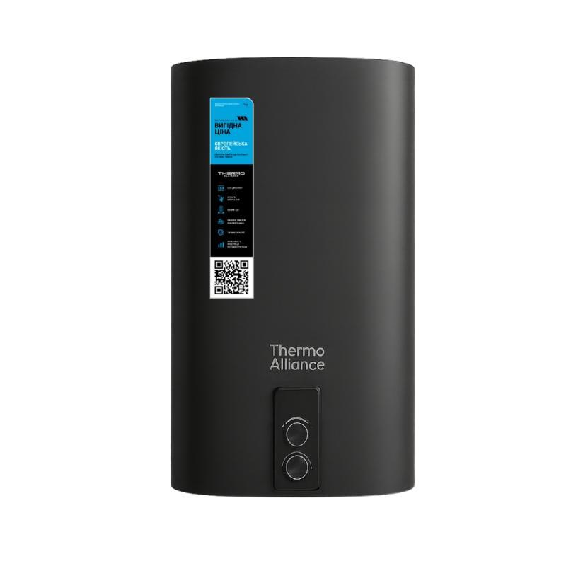 Водонагрівач електричний Thermo Alliance 50 л, Black, плоский, вертикальний, сухий ТЕН 2 кВт (0,8+1,2), фото 1