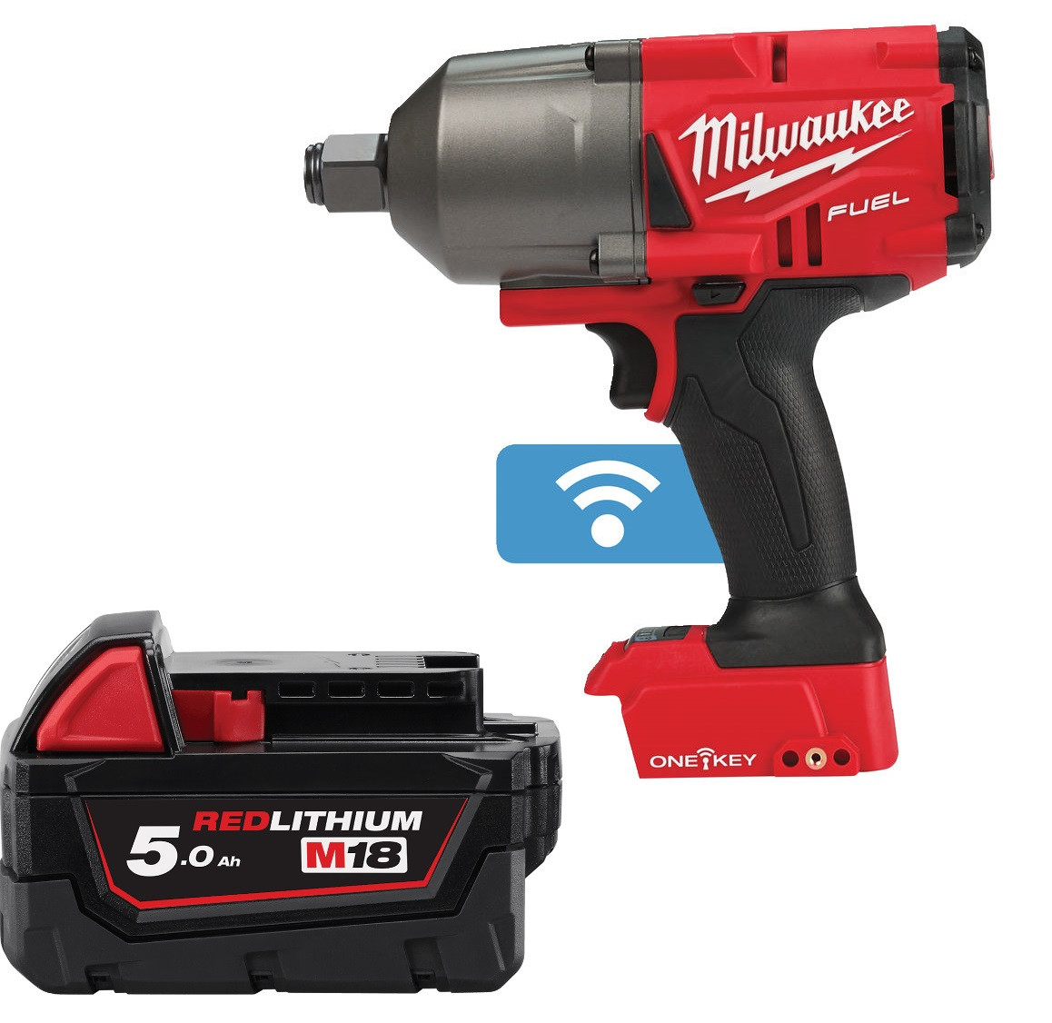 Гайковерт акумуляторний безщітковий MILWAUKEE 3/4" (2034Нм) M18 ONEFHIWF34-0, з кільцем (каркас) + M18 B5