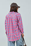 Жіноча сорочка в клітинку з кишенею - рожевий цвет, L (є розміри), фото 2