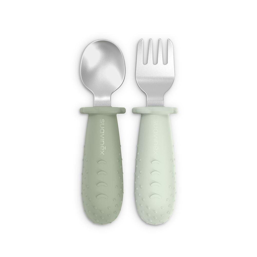 Набір столових приборів зі сталі "Colour Essence" (ложка, виделка)/зелений, фото 1