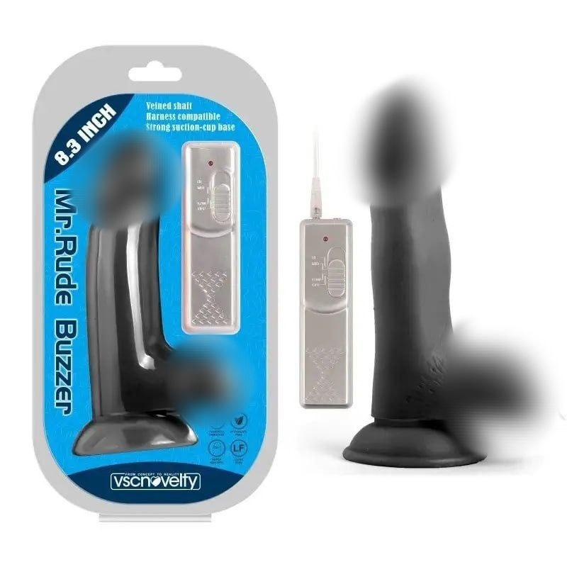 Вібратор на присоску, вібраційний дильдо Vscnovelty Buzzer Black з дротовим контролером
