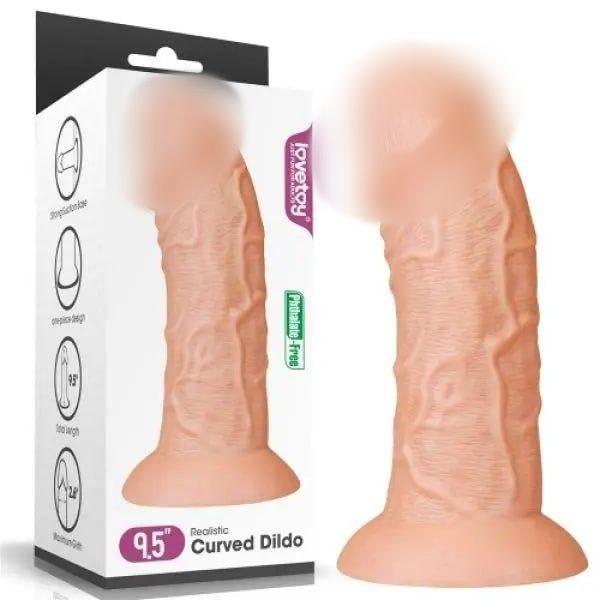 Фалоїмітатор, реалістичний дилдо LoveToy 9.5 дюймів, тілесний вигнутий