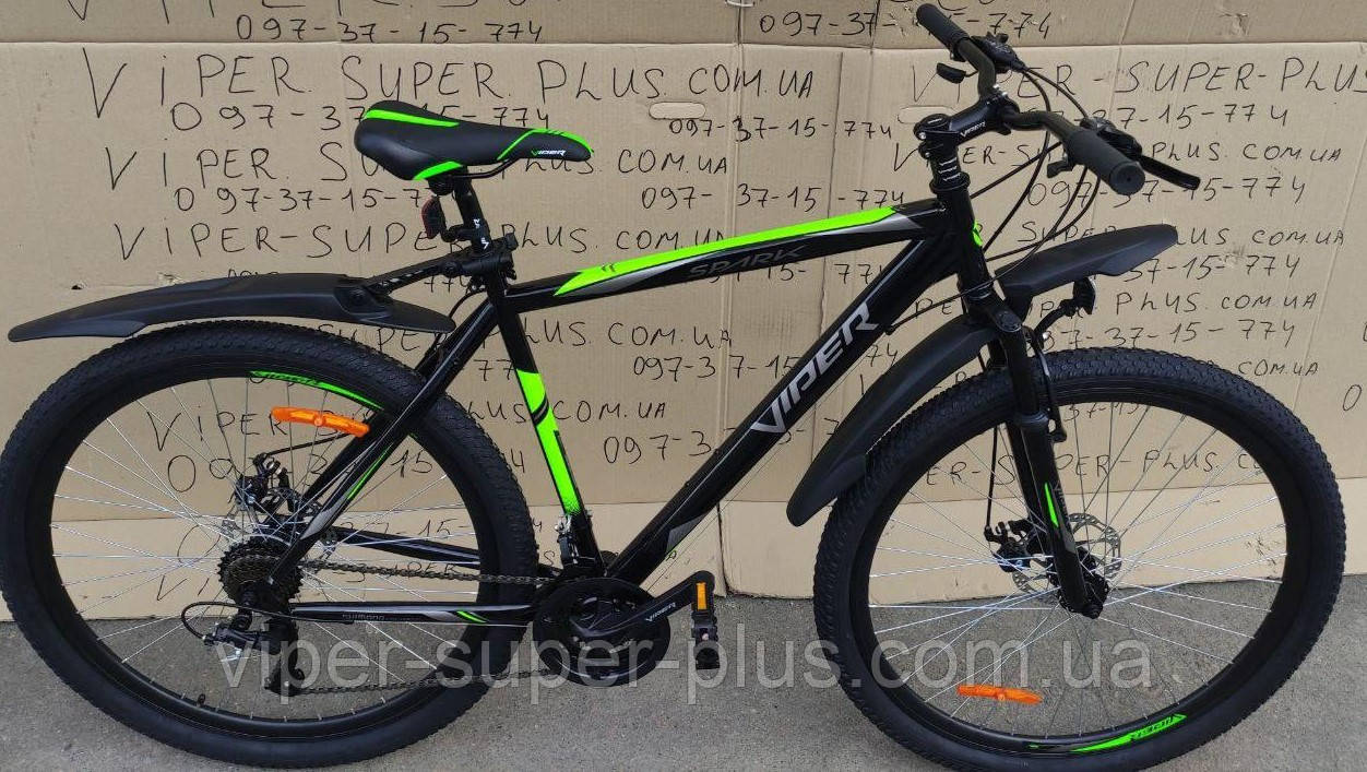✅ Гірський велосипед найнер Viper Spark 29 D+ (21 рама) Чорно Зелений, Вайпер Спарк , В розібранному вигляді на 20%, фото 1