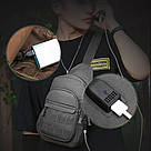 Тактична нагрудна сумка чорна з USB-вихід Dolcey рюкзак сумка через плече LG474 тактичні сумки Dolcey, фото 3