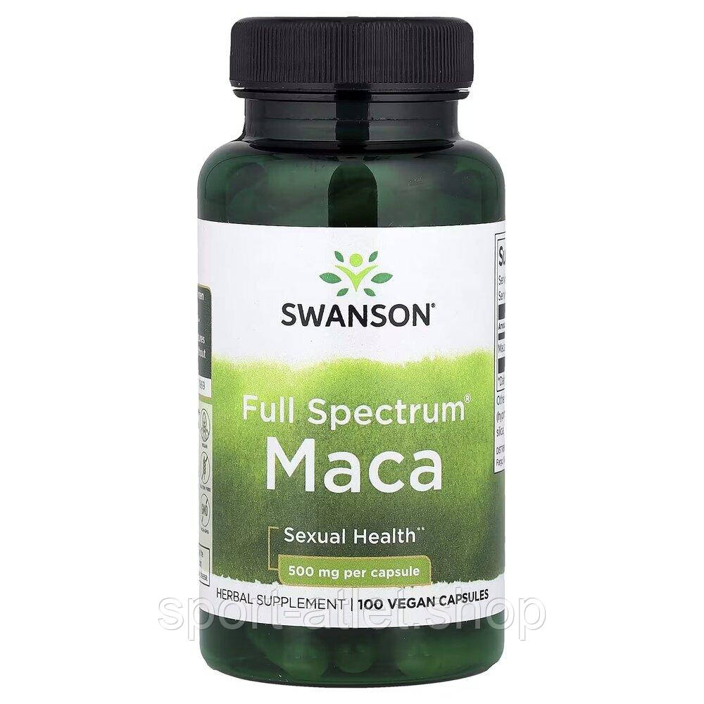 Корінь мака перуанської Swanson Maca 500 mg Full Spectrum, 100 капсул для енергії та гормонального балансу, фото 1