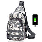 Тактична нагрудна сумка піксельна з USB Dolcey рюкзак сумка через плече LG476 тактичні сумки Dolcey, фото 5