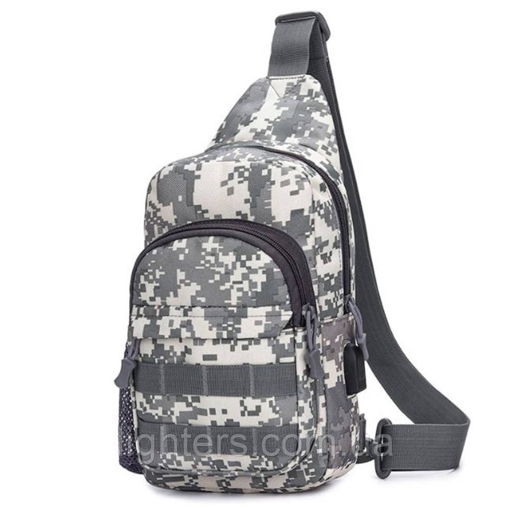 Тактична нагрудна сумка піксельна з USB Dolcey рюкзак сумка через плече LG476 тактичні сумки Dolcey, фото 1
