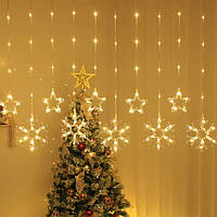 Гірлянда-штора Зірка-сніжинка з 8 режимами, теплого кольору, XPRO, SFK-19 (44871-16915_245)