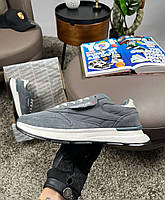 Мужские кроссовки замша текстиль Reebok Classic Dark Grey White, кеды Рибок замшевые серые. Мужская обувь