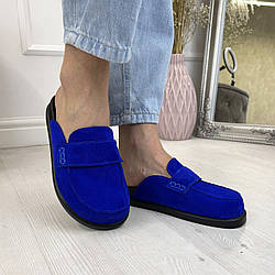 Сабо клоги жіночі замшеві. Колір електрик