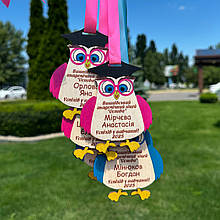 Медаль З ЛОГОТИПОМ. Іменна медаль випускнику "Мудрий совеня". Медаль школяру. Подарунок у школу та дитячій садочок