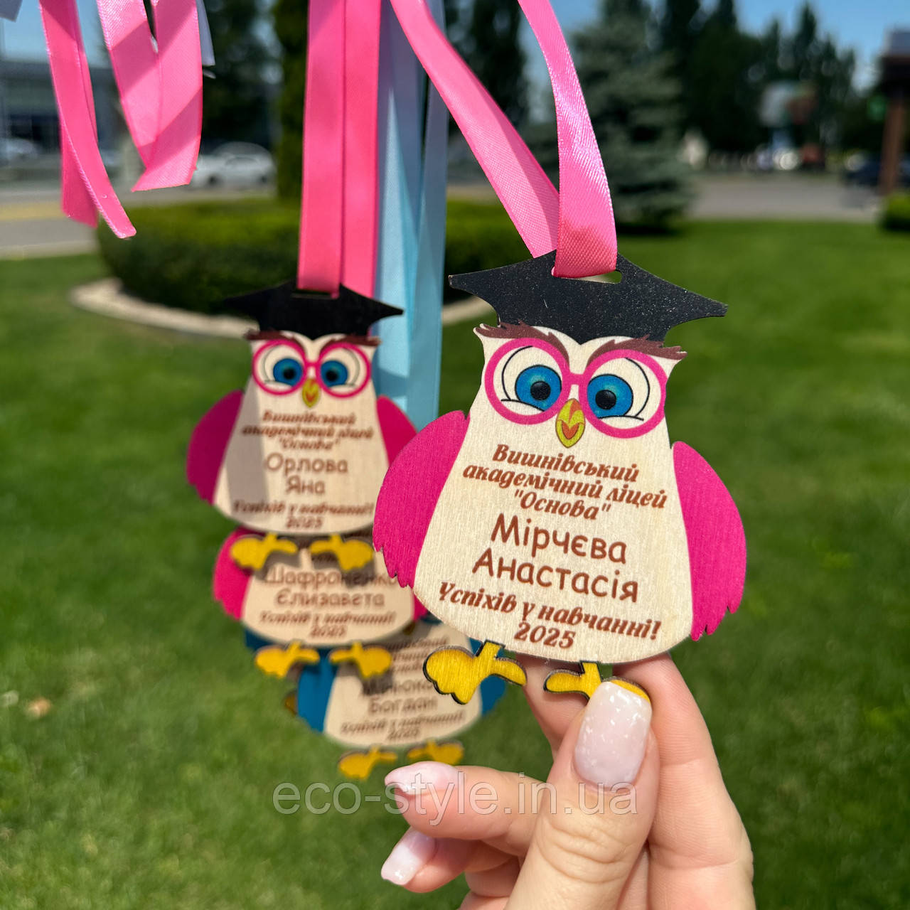 Іменна медаль для Першокласника "Мудра Сова". Медаль Першокласнику. Подарунок на 1 вересня у школу, фото 1