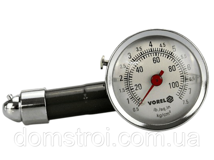 Манометр шинний з металевим корпусом VOREL V82610 (0.5-7.5 бар)