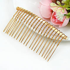 Гребінець для волосся, основа металева, 7,5 см, золотий