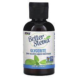 Стевія, Better Stevia, Now Foods, рідкий підсолоджувач із нульовою калорійністю, гліцерит, 59 мл