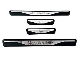 Накладки на пороги Mercedes-Benz C-Class W205 (хром-пласт) лого TAN24