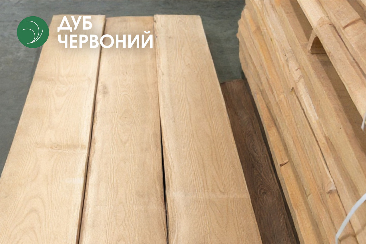 Дошка обрізна з дуба червоного 52 мм, ґатунок екстра