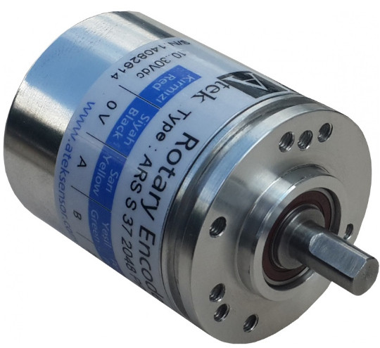 Енкодер ARS-S-37, виcтупаючий вал, 10mm, 1024 імп\об, PP 10-30 VDC, A,/A,B,/B,Z,/Z, кабель 3м, задній, фото 1