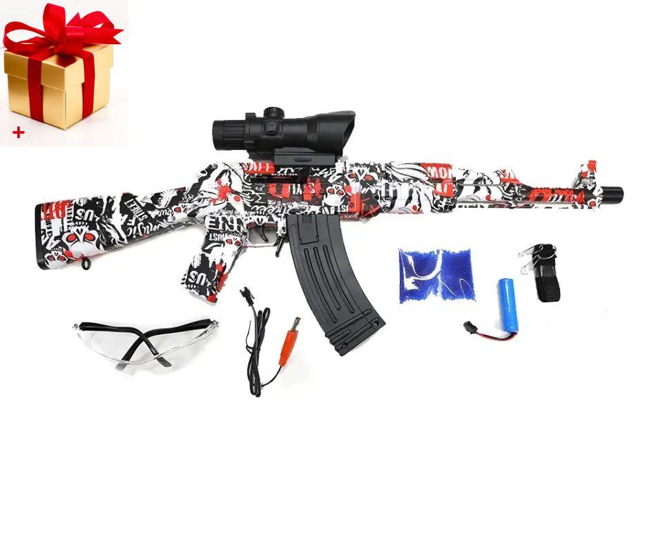 Дитячий автомат Калашникова Gel Blaster АК-47 акумуляторний на орбізах Орбіган, глушник, приціл, фото 1