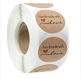 Наклейки круглі, 25 мм, "HandMade with Love", (50 шт) №4