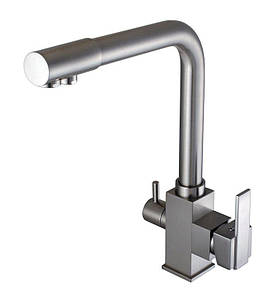 Змішувач для кухні під осмос Globus Lux GLLR-0100-8-STSTEEL на Гайці, латунь, Сталевий колір