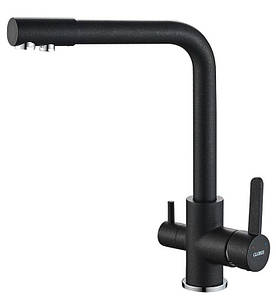 Змішувач для кухні під осмос Globus Lux GLLR-0444-1-ONIX на Гайці, латунь, Чорний