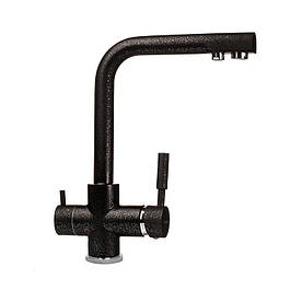 Змішувач для кухні під осмос Globus Lux GLLR-0888-1-ONIX на Гайці, латунь, Чорний