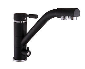 Змішувач для кухні під осмос Globus Lux GLLR-0555-1-ONIX на Гайці, латунь, Чорний