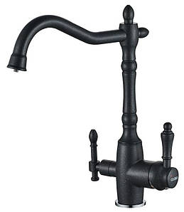 Змішувач для кухні під осмос Globus Lux GLLR-1000-1-ONIX на Гайці, латунь, Чорний