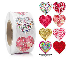 Наклейки, 25 мм, "серця" асорті (50 шт) №5