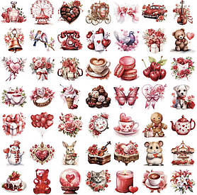 Наклейки, 50*50 мм, "Романтика" асорті (50 шт) №7