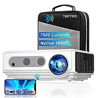 Мультимедійний проектор TOPTRO TR82 Full HD 1080P 300 дюймів з WiFi та HDMI білий