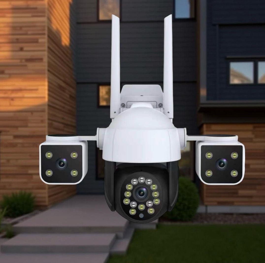 Вуличне відеоспостереження камера 4G Wi-Fi LAN 3 лінзи 2+2+2 МП нічне бачення, фото 1