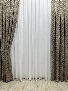 Штора з візерунком "Скандинавія" преміум якості, колір сіро-коричневий