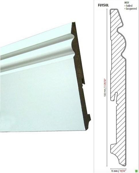 Плінтус МДФ PAINT-ON білий 150 мм. Neuhofer Holz, фото 1