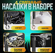 Промисловий ендоскоп на акумуляторі 2600 мАч з кабелем 5 м та екраном на 2.4 дюйми, дзеркало, гак, магніт, фото 2
