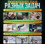 Промисловий ендоскоп на акумуляторі 2600 мАч з кабелем 5 м та екраном на 2.4 дюйми, дзеркало, гак, магніт, фото 5