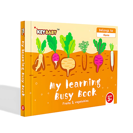 Дитяча розвиваюча книга Busy Book Монтессорі, тактильна книга з липучками Keybaby для дітей, бізібук, Fruits, фото 1