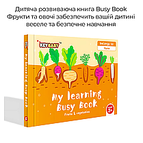 Дитяча розвиваюча книга Busy Book Монтессорі, тактильна книга з липучками Keybaby для дітей, бізібук, Fruits, фото 5