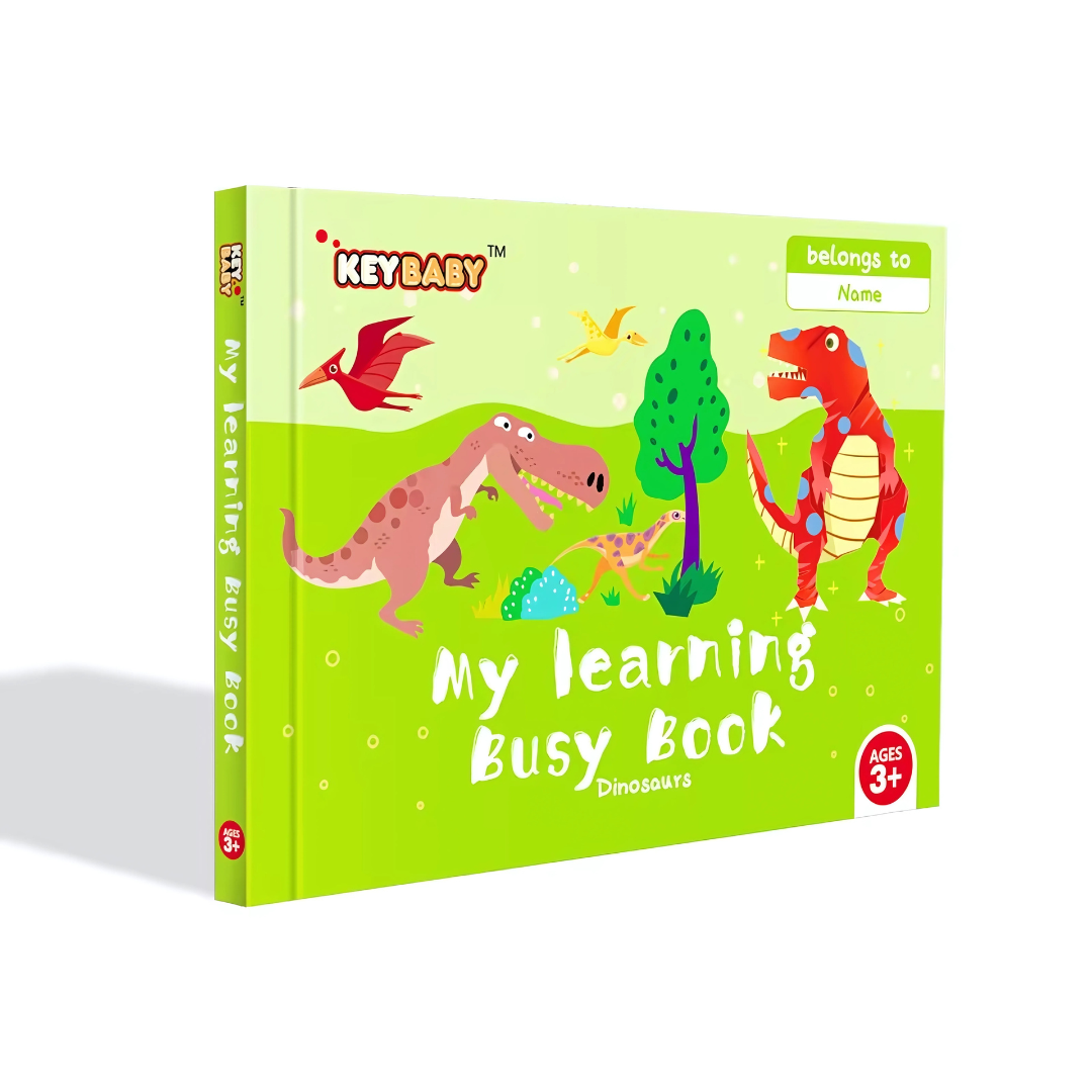 Дитяча розвиваюча книга Busy Book Монтессорі, тактильна книга з липучками Keybaby для дітей, бізібук, Dinosaur