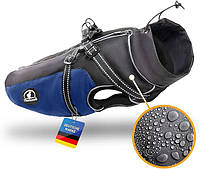 Водонепроникний жилет для собак Tierhood куртка дощовик із TPU для зими чорний 12кг і більше